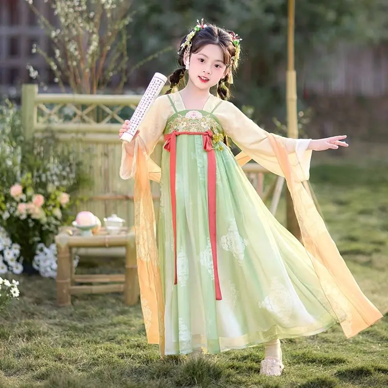 

New Fairy Tang Dynasty Hanfu for Girls - Long Sleeve Performance Dress Ethereal Chinese Traditional Kids costumes for girls 2026