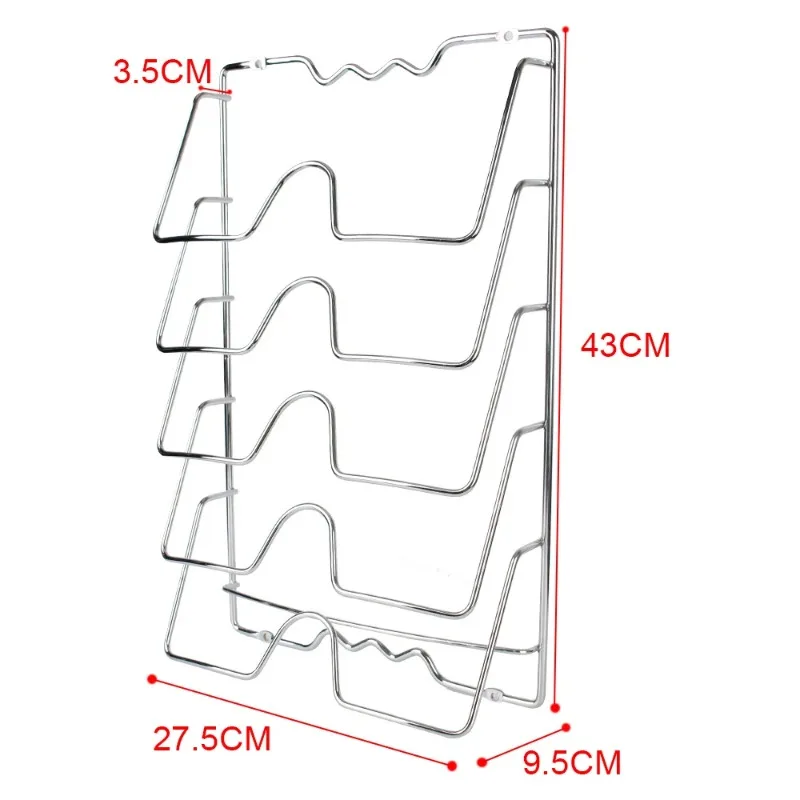 Scaffale per organizer da cucina Scaffale per coperchio per pentola sospeso a parete Coperchio per pentola a cinque strati Coperchio per pentola