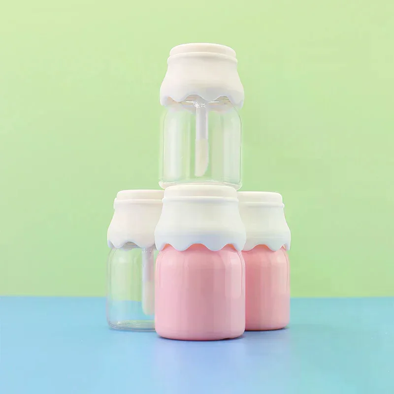 8ML 우유병 모양 귀여운 립글로스 튜브 투명 핑크 빈 병 립 글레이즈 샘플 용기 메이크업 포장 재료 여행용