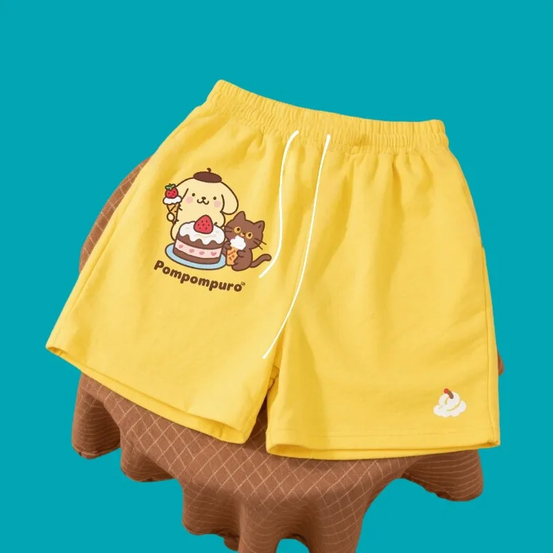 

MOTO-Hot Sale! Orange Adult Shorts with Skateboarding Puppy & Bone Prints
