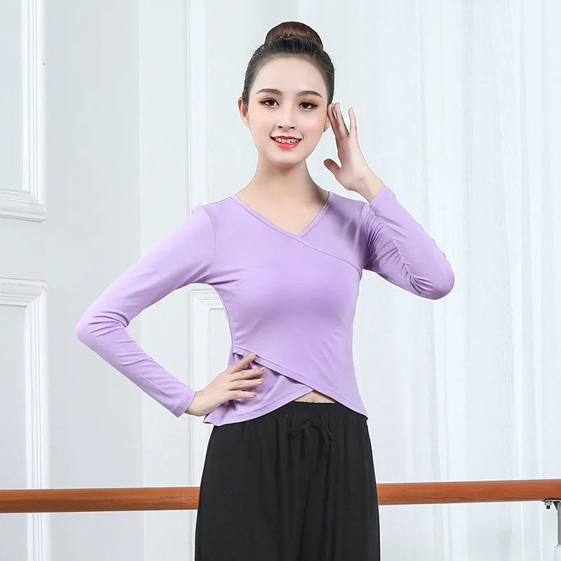 Nowy National Standard Dance Top Female Adult Modal Red Latin Dance Clothes Modern Social Dance Top Practice Performance Clothes