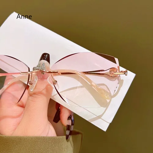 Imagen 2 del producto Gafas de lectura con borde cortado de diamante, Gafas para presbicia sin marco, Unisex + 1...+4,0, Gafas antiluz azul para ordenador, Gafas очки