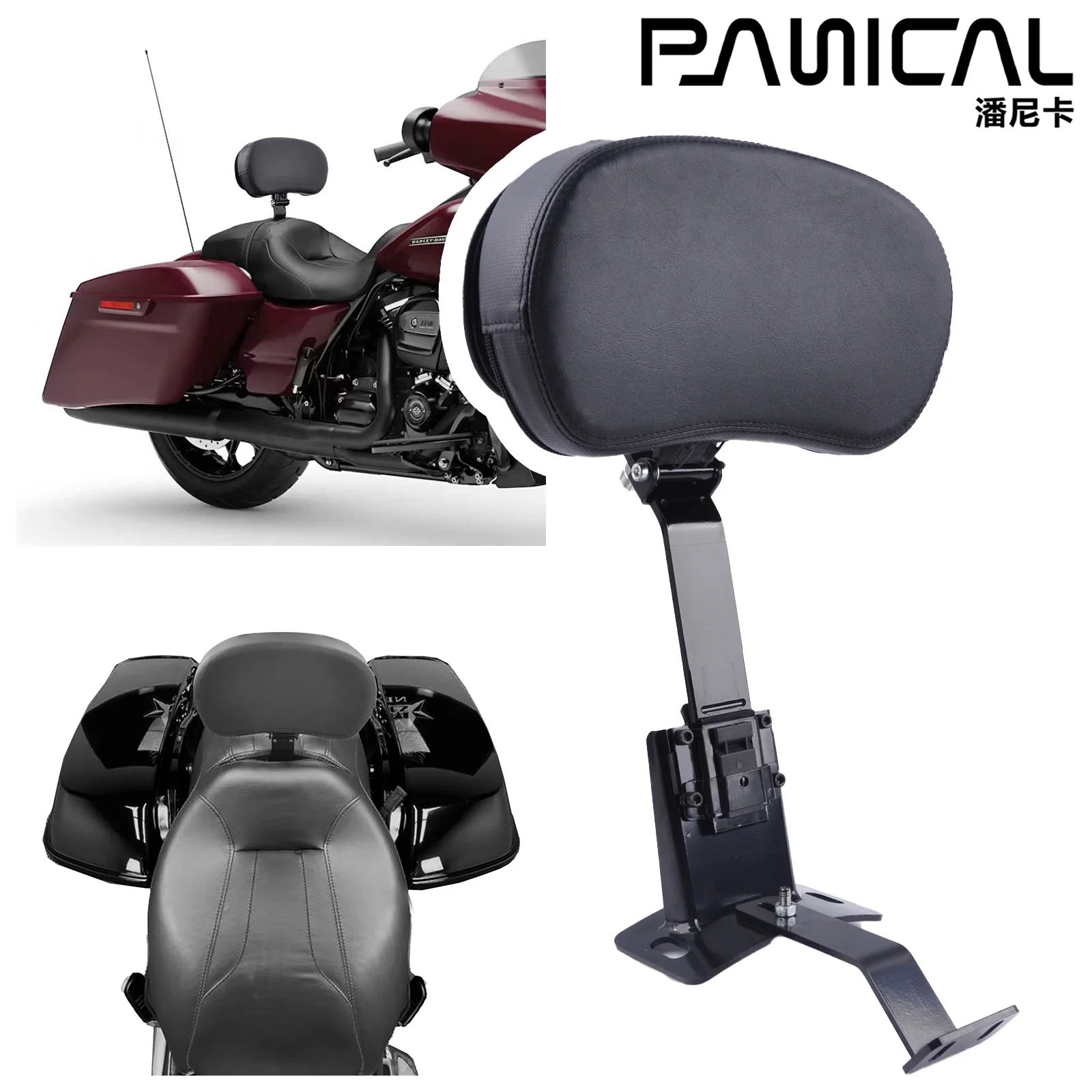 

PANICAL Motorcyclist Backrest Rider Midback Accessories For Harley-Davidson Big Gliding Road King Street Gliding 2009-2025