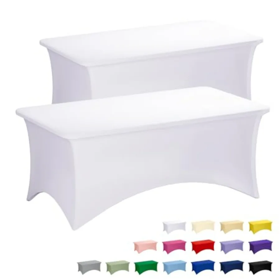 

Tablecloth Pack for Rectangular Table Spandex Fitted Table Covers Washable Stretch Table Cloth for Party, Trade Show, Banquet,