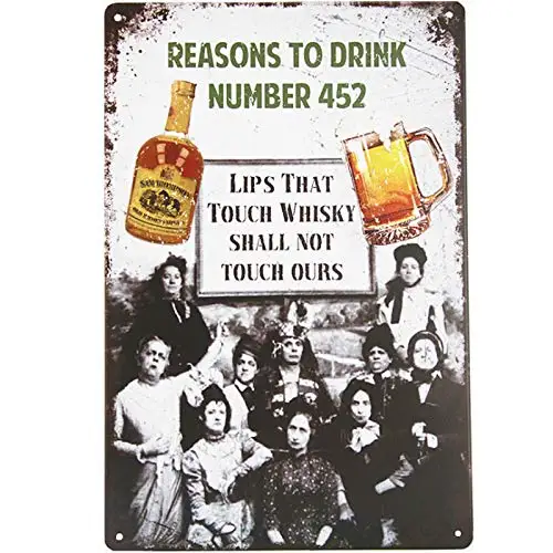 Original Retro Design Reasons to Drink Number 452 Tin Metal Signs Wall Art | Thick Tinplate Print Poster Wall Decoration for Bar