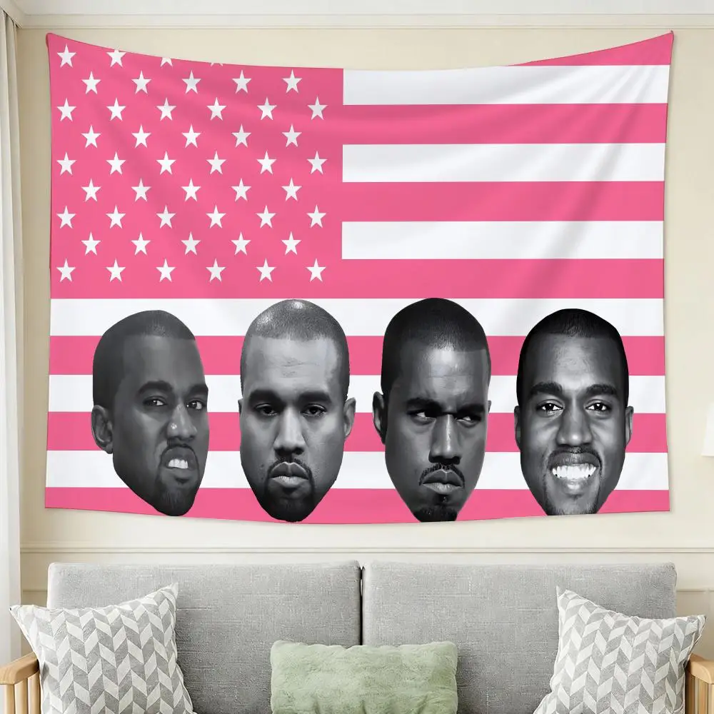 Rapper K-Kanye West Tapestry Wall Hanging Tapestry Aesthetic Room Decor Banners for Bedroom Living Room Outdoor Party