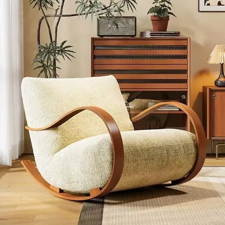 

Mid Century Modern Single Sofa Chair for Living Room Bedroom Home Use Lounge Accent Chair Designer Style Rocking Armchair