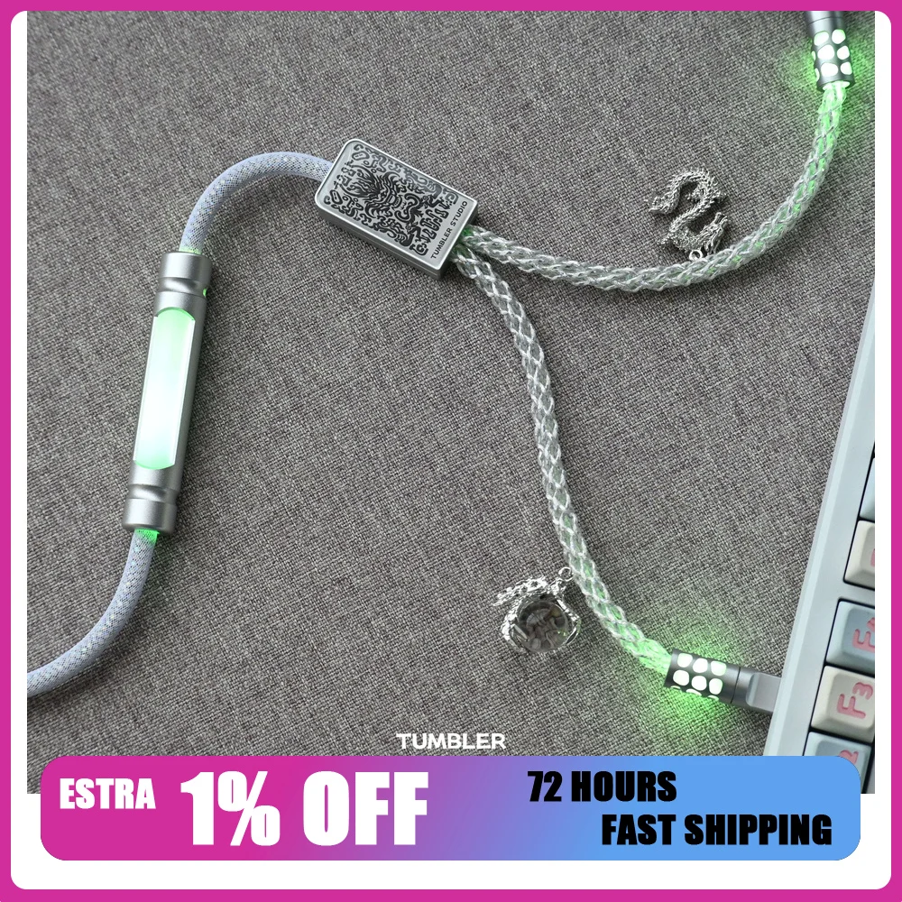 Tumbler Studio One-to-Two V2 8K Custom Mechanical Keyboard Aviator Cable One Input Dual Output Coiled Magnetic Switch Cord