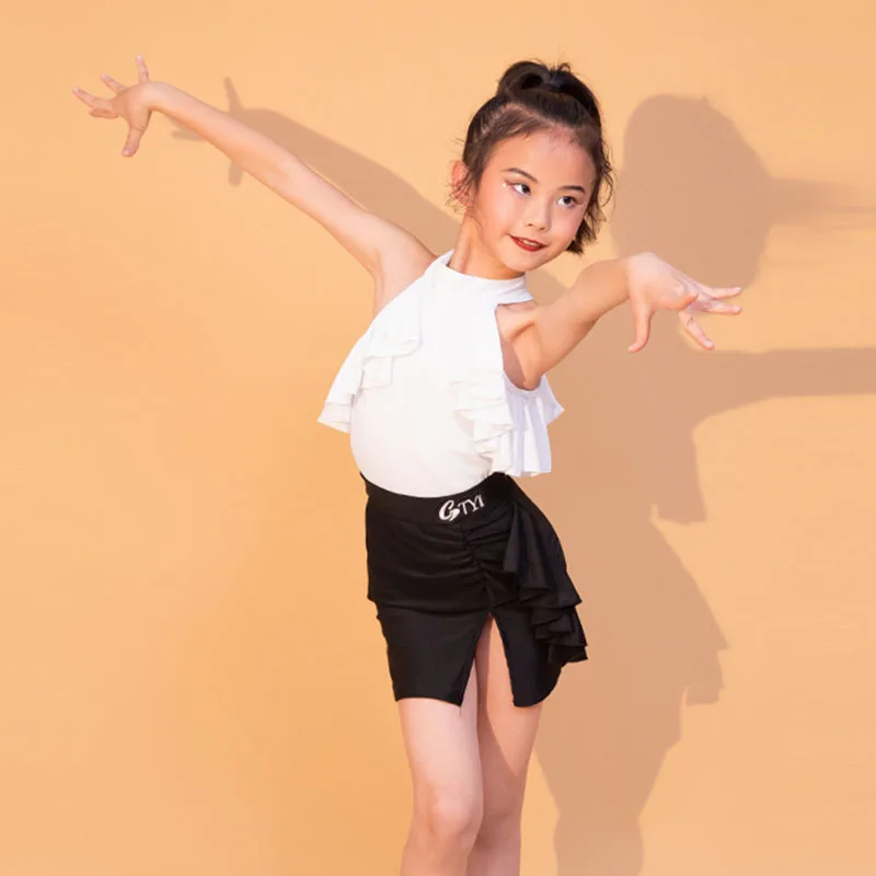 2023 New Professional Latin Dance Training Suit Girls' Summer Black Dress Dance Performance Suit