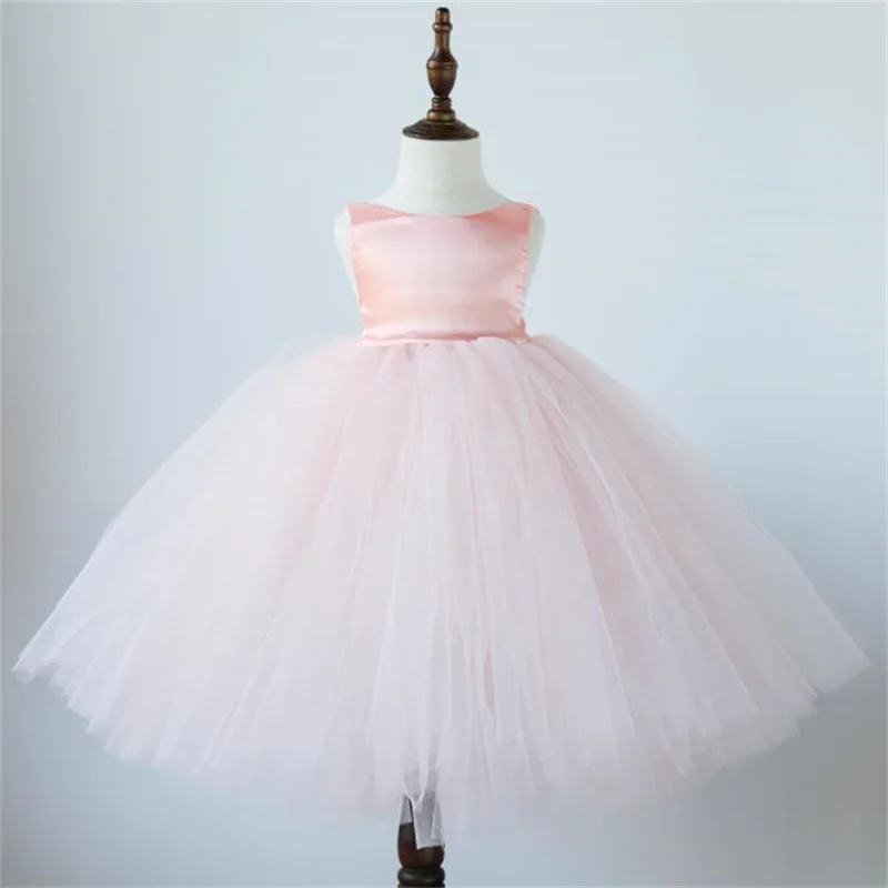 Satin mesh long dress girls tutu 2022 new children's mesh dress baby birthday princess summer