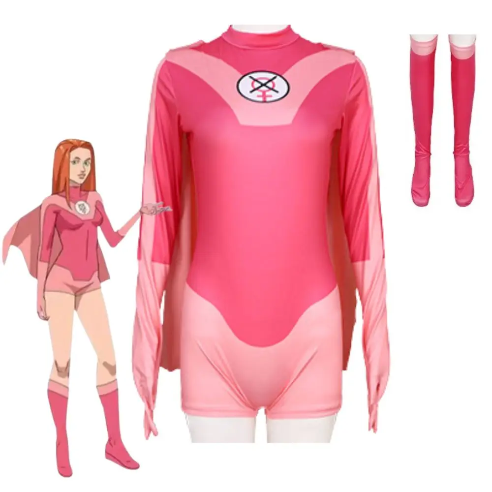 Invincible Atom Eve Cosplay Fantasia Costume Disguise Adult Women Jumpsuit Cloak Outfits Female Halloween Carnival Suit