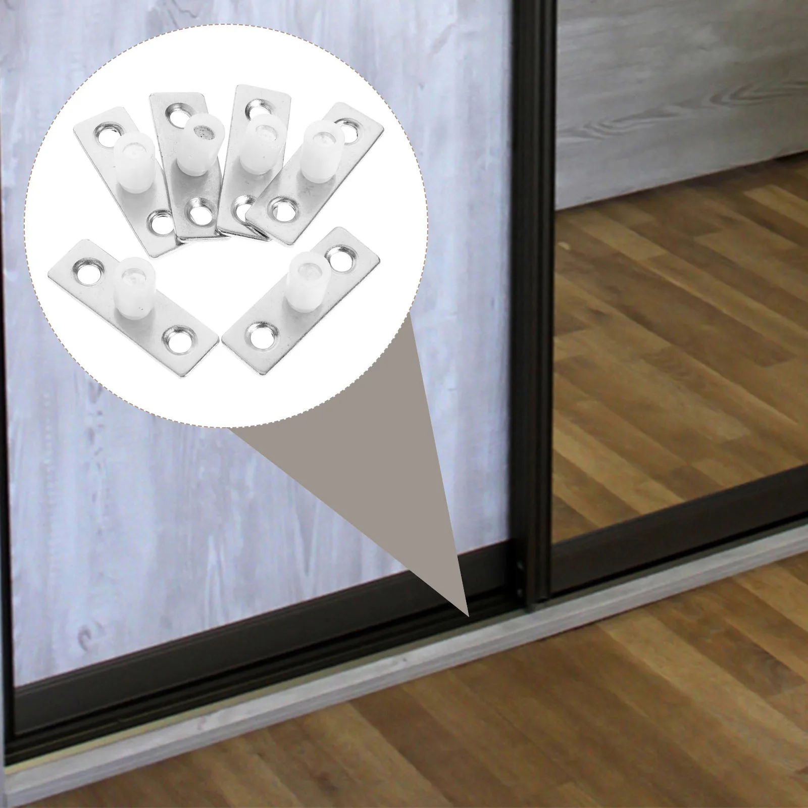 6 قطع من دليل أرضية الباب المنزلق، مسار سفلي لباب الحظيرة شديد التحمل لخزانة الخزانة، عملية سلسة متوافقة مع متعددة #4