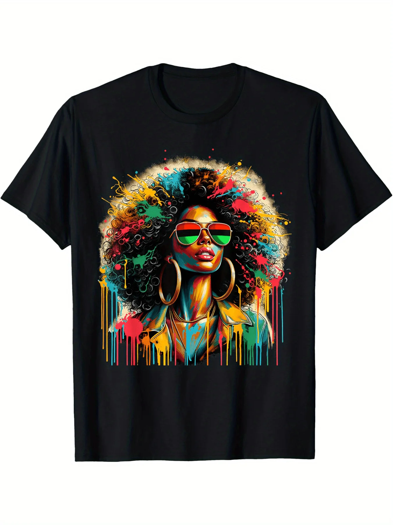

Juneteenth s Queen Afro African Melanin Dripping Paint Graphic T-Shirt 100 Cotton Soft Breathable Short Sleeve Casual Tee