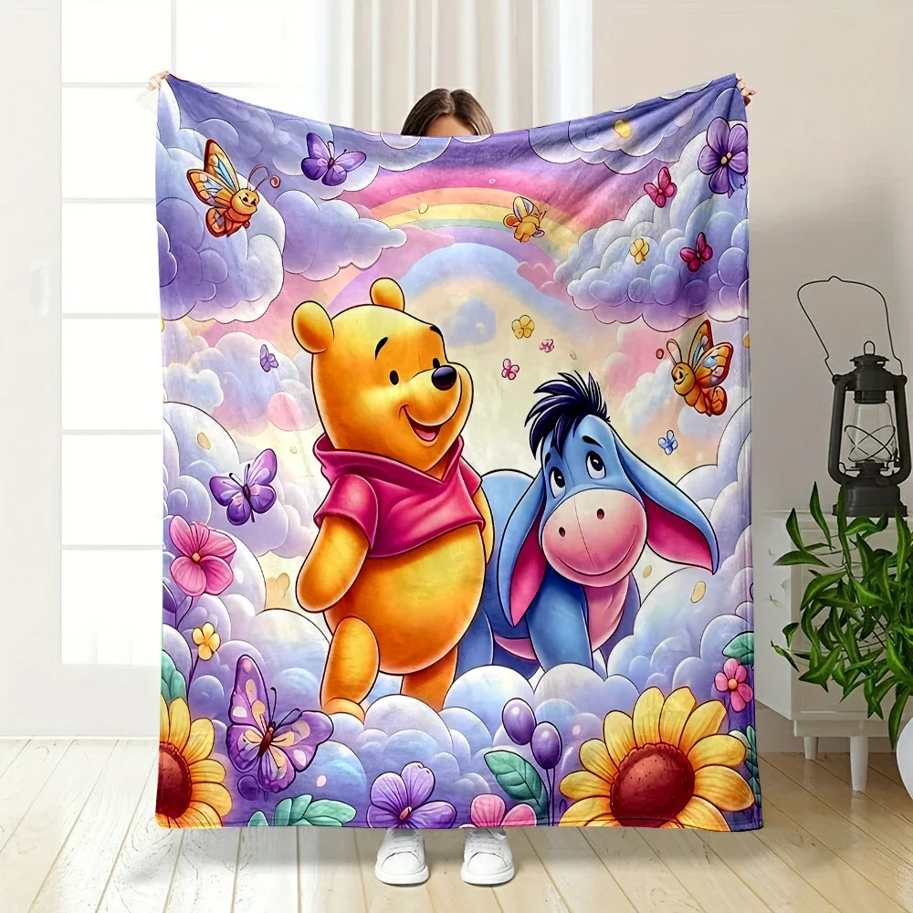 Disney Pooh Bear Eeyore Blanket Warm Soft Fluffy Kids and Adult Sofa Bed Throw Blanket Outdoor Travel Camping Sheet Plaid