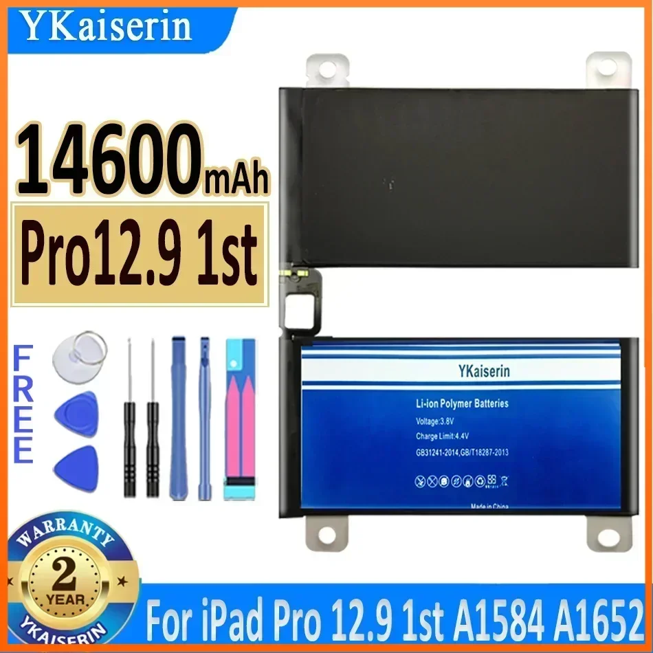 YKaiserin 14600mAh Tablet Battery for Apple IPad Pro 12.9 A1584 A1652 A1577 Replacement High Capacity Bateria + Tools