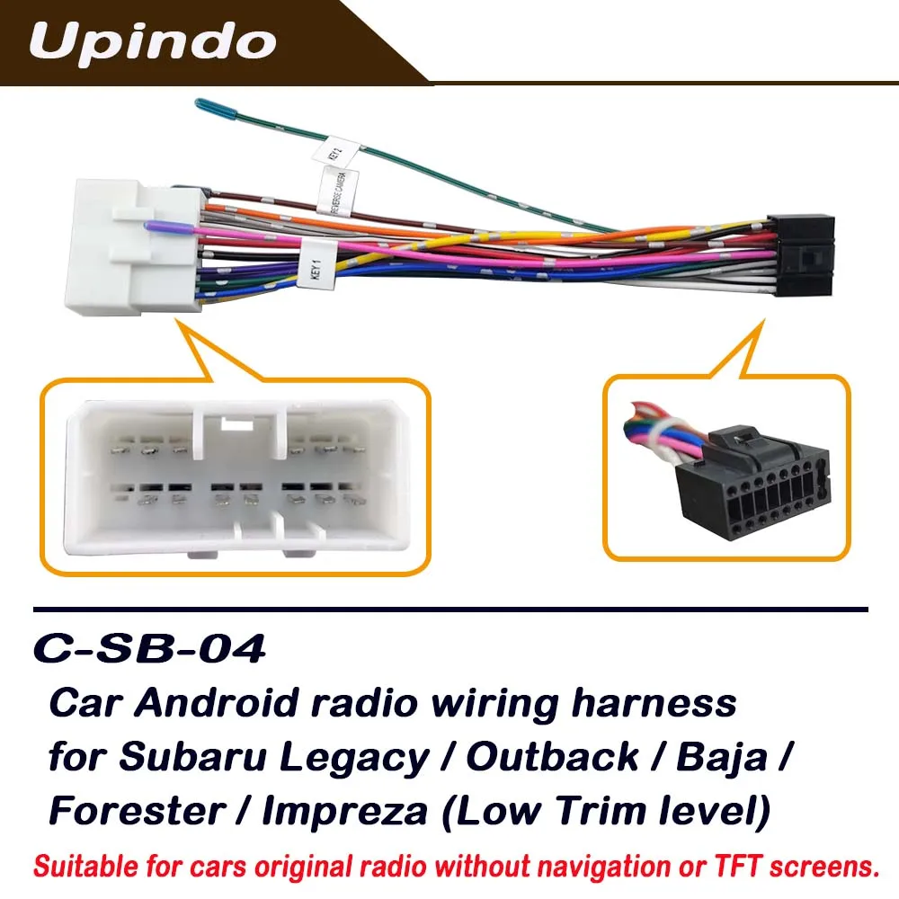 Car Radio Cable 16-pin Power Wiring Harness Android Head Unit Adapter Connector for Subaru Legacy Outback Baja Forester Impreza