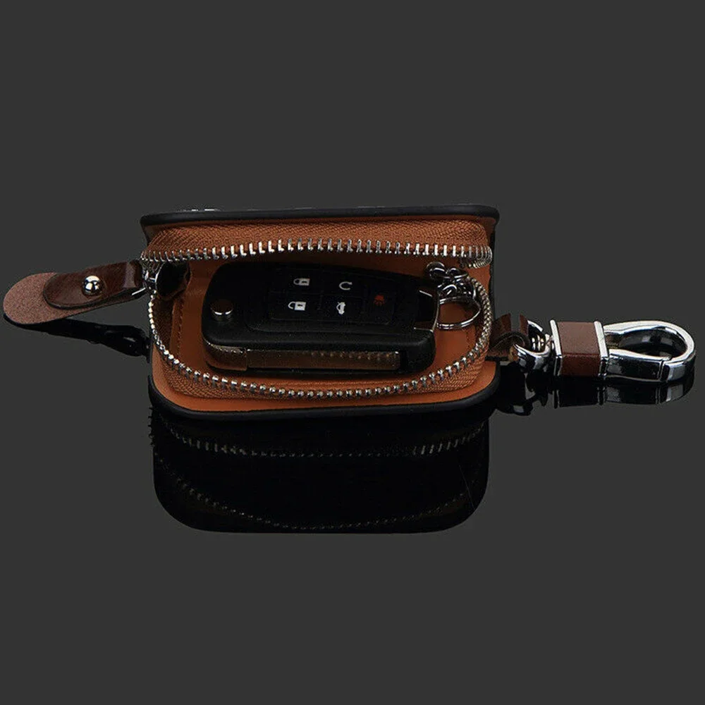 Smart Car Key case Remote Leather Housing Anti scratch Cover Protector Zipper Conveniently fits IDs, loose change acc,key chain