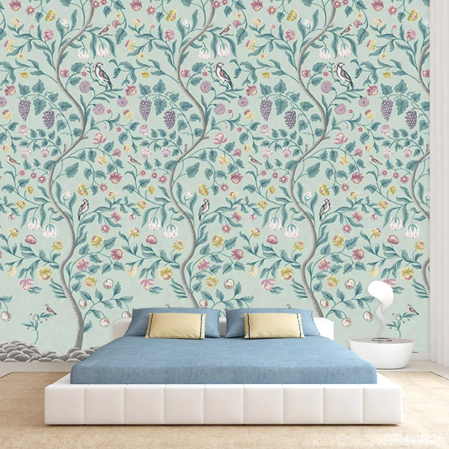 10+ Waterproof Botanical Nature Green Floral Branch Mural, self adhesive Optional,Wallpaper for Living Room Walls Art Renovation