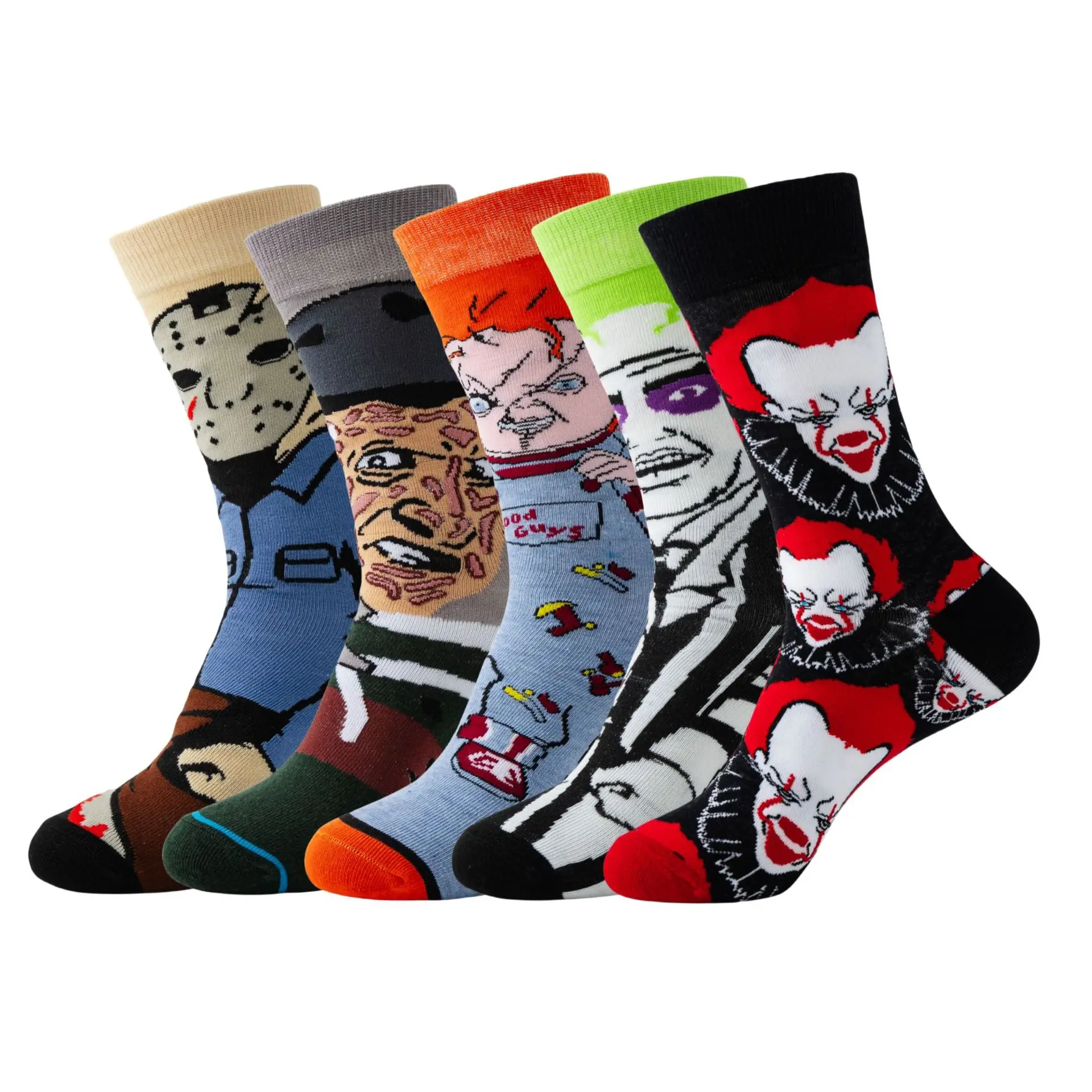 5 Pairs Cartoon Anime Socks New Iron Man Trendy Cotton Socks Mid Cap Trendy Batman Spider Man