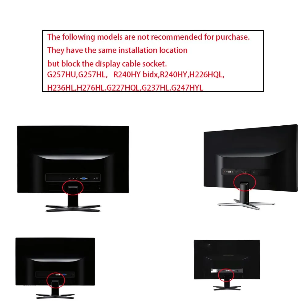 Compatible con Acer Wall Mount Adaptador VESA SA240Y R221Q SB220Q bi R241Y RT270 SA220Q Abi SA230 bi Monitores 75x75MM 100x100MM