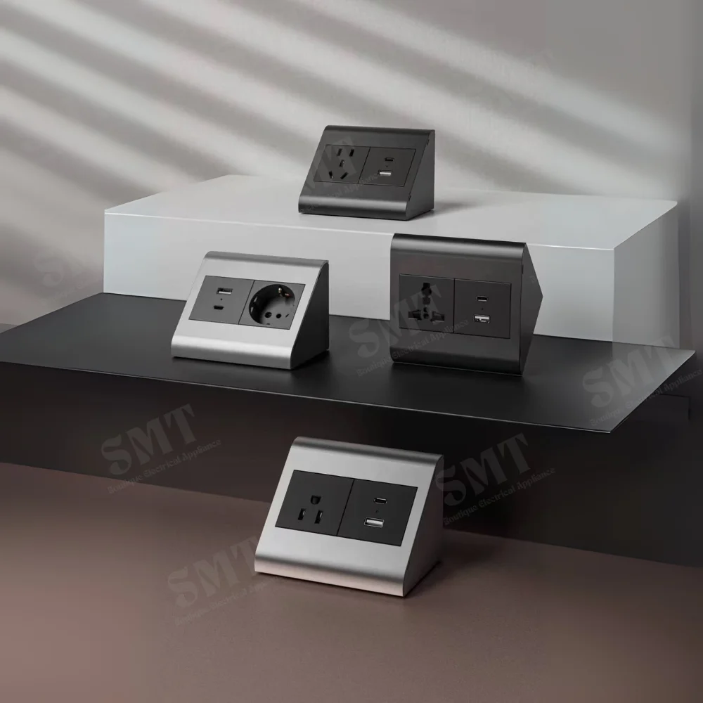 

Kitchen Socket Outlet Surface Mounted Angle Power Socket Angular Two Slot Plug with Earthing Corner Socket For Open Installation