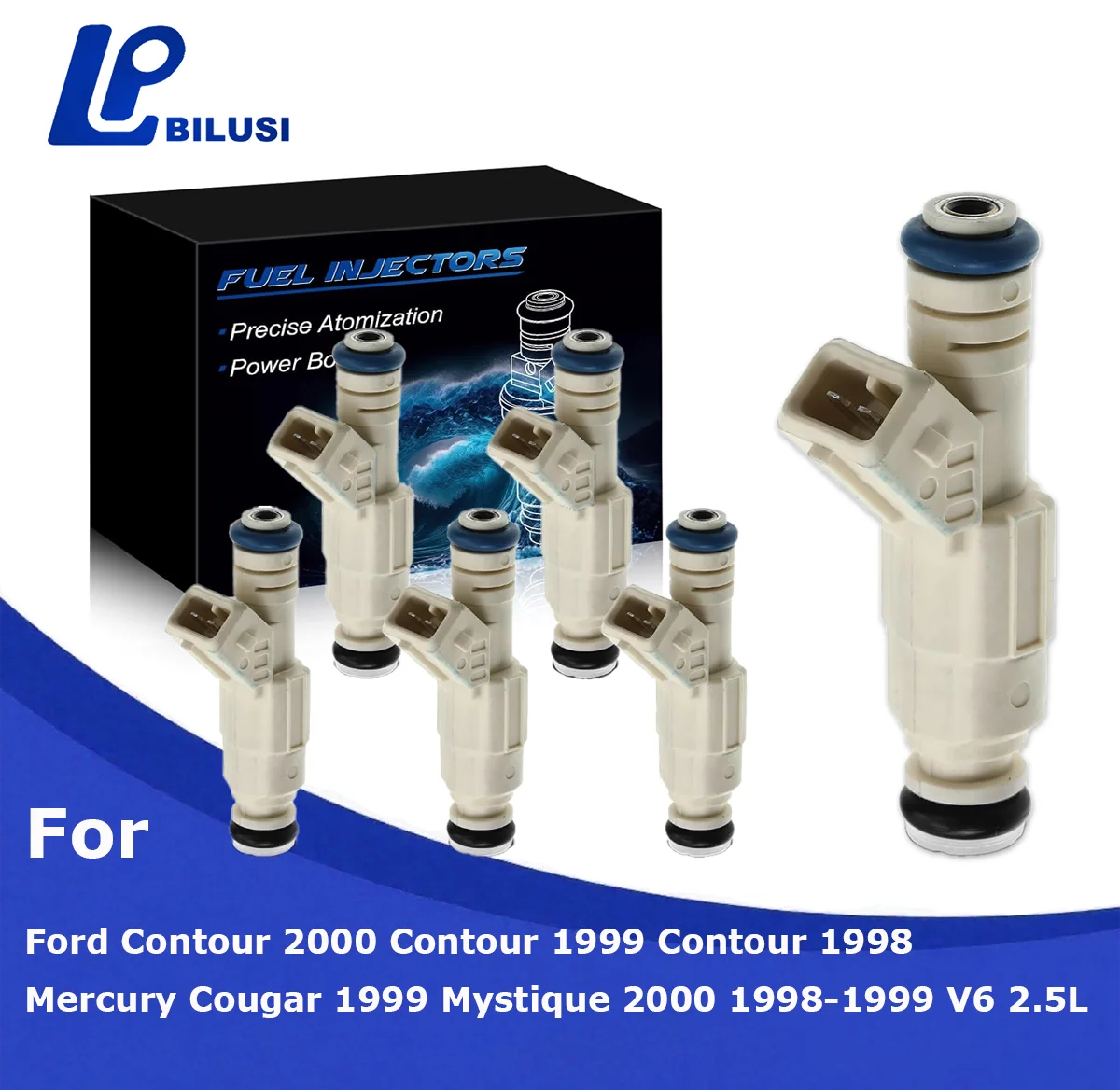 

Bilusi Fuel Injectors Compatible with Ford Contour 1998-2000 Mercury Mystique Cougar 2.5L Replace# 0280155771