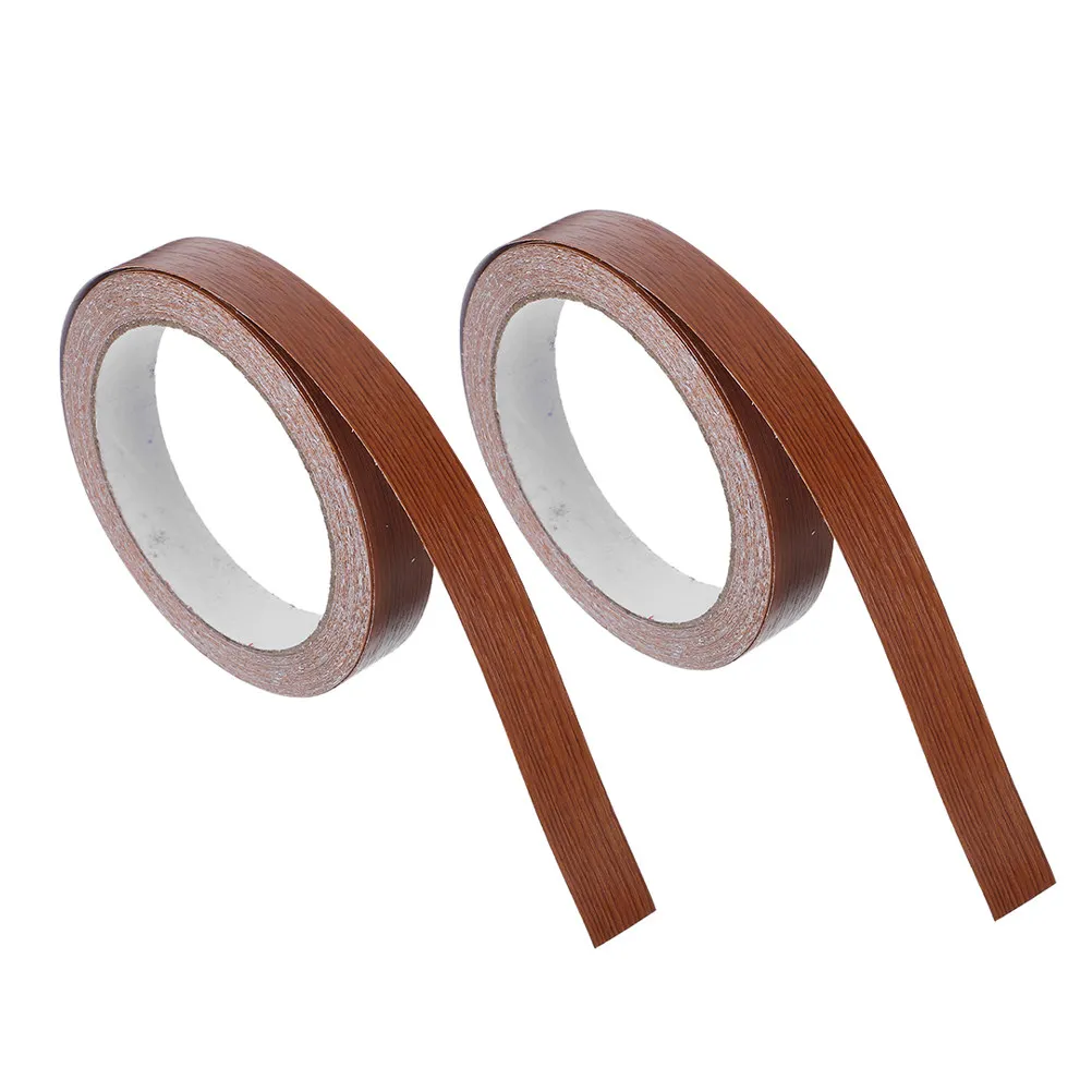 2 Rolls Wood Grain Edge Banding Tape Self Adhesive Furniture Cabinet Shelf Door Trim DIY Repair Decor Home Office Rv Floor Gap