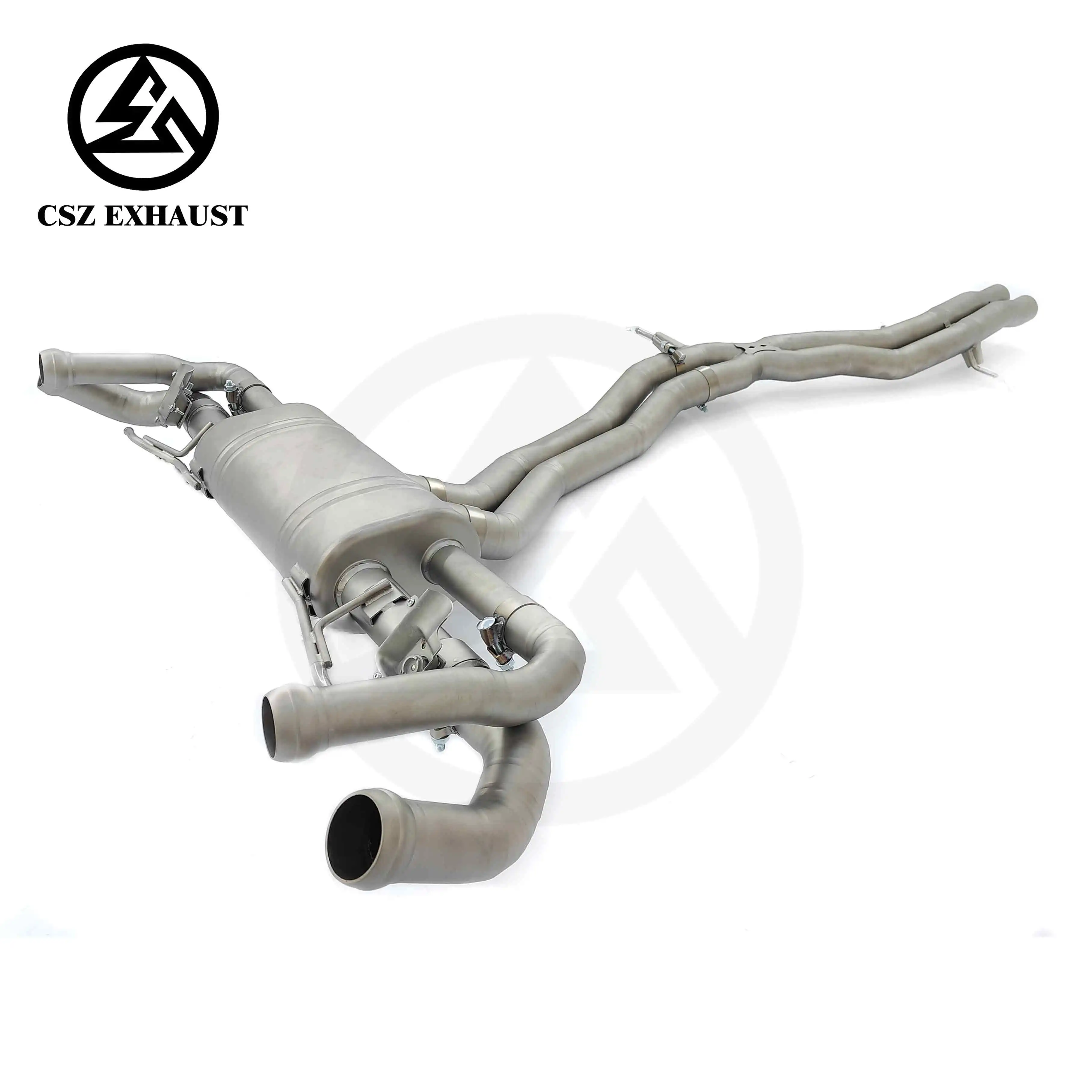 TC4 Titanium X Pipe Catback Exhaust For Bentley Bentayga 6.0L W12 V8 Sand Blast Match OEM Valved Exhaust System Bolt On