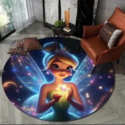 Tinker Bell Cartoon Pattern Round Rug Carpet Floor Mat Living Room Bedroom Bedside Bathroom Floor Mat Area Rug Club Home Decor