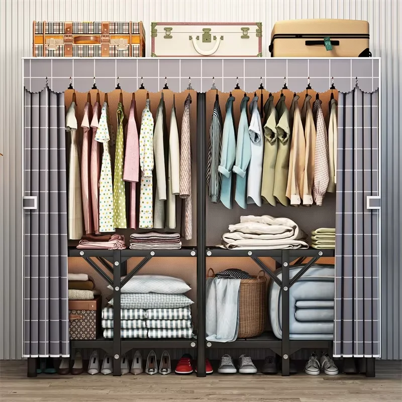 Dustproof Wardrobe Portable Bedroom Clothing Rack Reinforced Storage Cabinet Oxford Cloth Waterproof Cupboard Closet Organizer