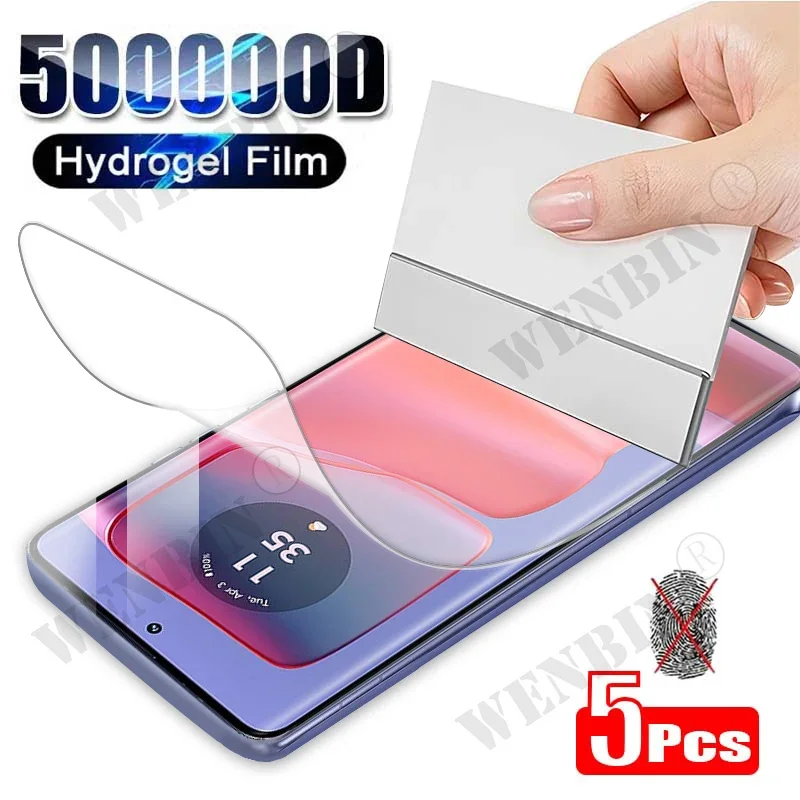 5 Pcs Hydrogel Film For Moto Motorola Edge 50 40 Pro Neo G Stylus 5G G55 G35 G45 G Power Play 2024 Full Cover Screen Protector