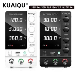 KUAIQU Adjustable Switching DC Power Supply 30V 10A 6A Lab Bench Power Supply 60V 5A 120V 3A Output Preset Current 20A 30A 60A