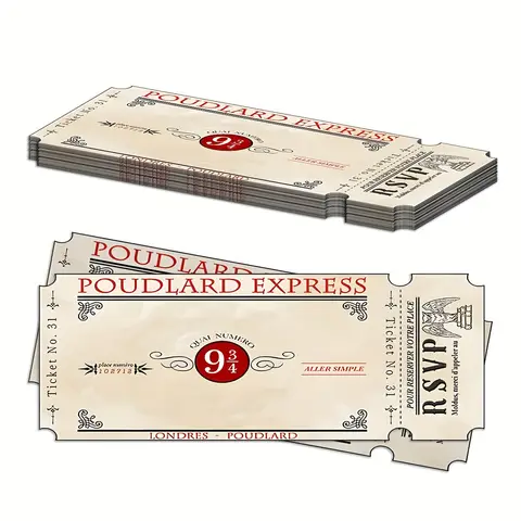 10Pcs 기차 티켓 플랫폼 9 3/4 카드, 해리 포터 마법사 파티 장식 티켓, 플랫폼 9 3/4 장식 마법사 파티