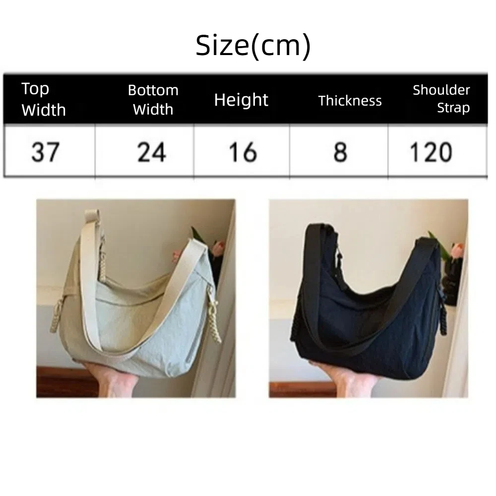 Fashion Large Capacity Women Shoulder Bag Casual Solid Color Dumpling Bag Korea Nylon Crossbody Tote Travel