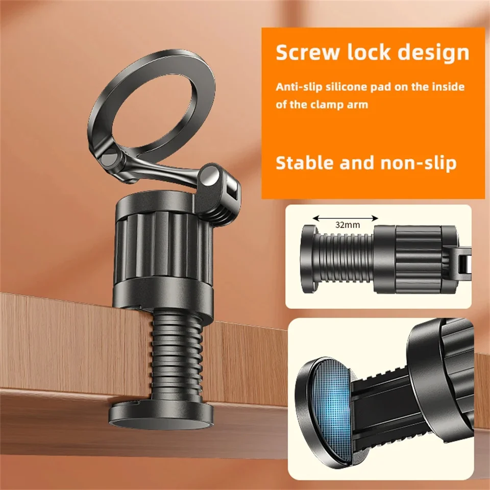 Supporto per telefono magnetico per auto sottovuoto in lega di alluminio aggiornato con 360 °   Design pieghevole a rotazione Forte assorbimento magnetico per regali