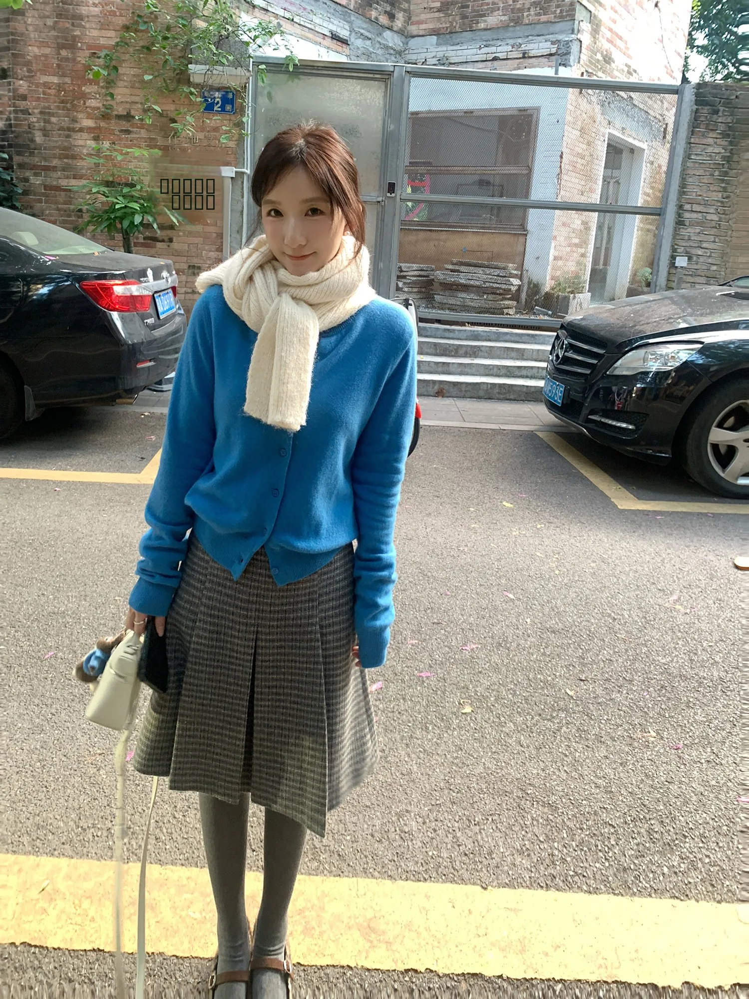 

XierZ Korean Sle Blue Knitted Open Cardigan Women's Soft Long Sve Color Top Ele White Enhancing Inner Wear