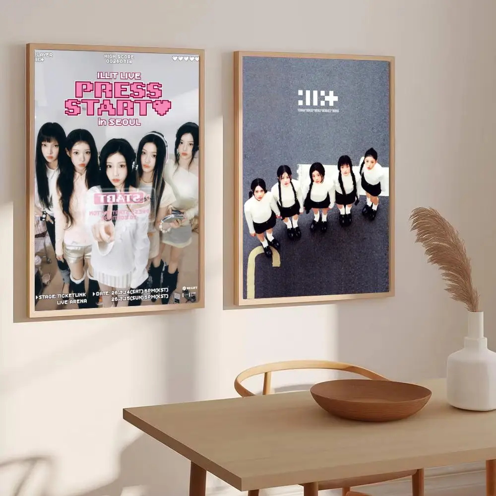 Famous Kpop I-ILLIT Poster Modern Aesthetic Wall Art Print for Living Room Bedroom Office Home Decor Gift Trendy Art
