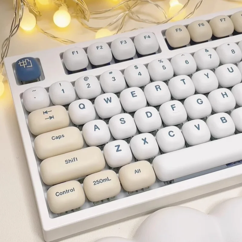 Soy Milk Themed Keycaps 140 Keys Mog Rounded Height Pbt Thermal Sublimation Mechanical Keyboard Personality Cute Keycaps