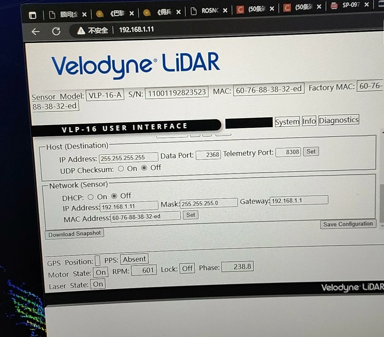 3D 16 line LiDAR PUCK VLP-16 lidar sensor for zaki ben Velodyne-16 Not Brand New 95New