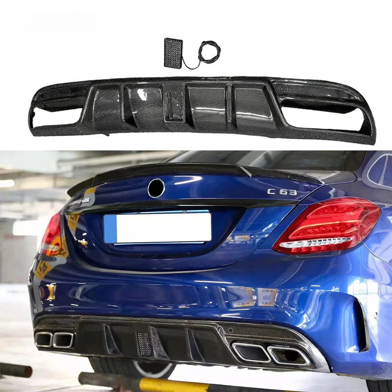 Full Custom Build With Old-to-new Body Kit ConversionW205 C Class FD Style High Quality Carbon Fiber Rear Diffuser With Light Fo