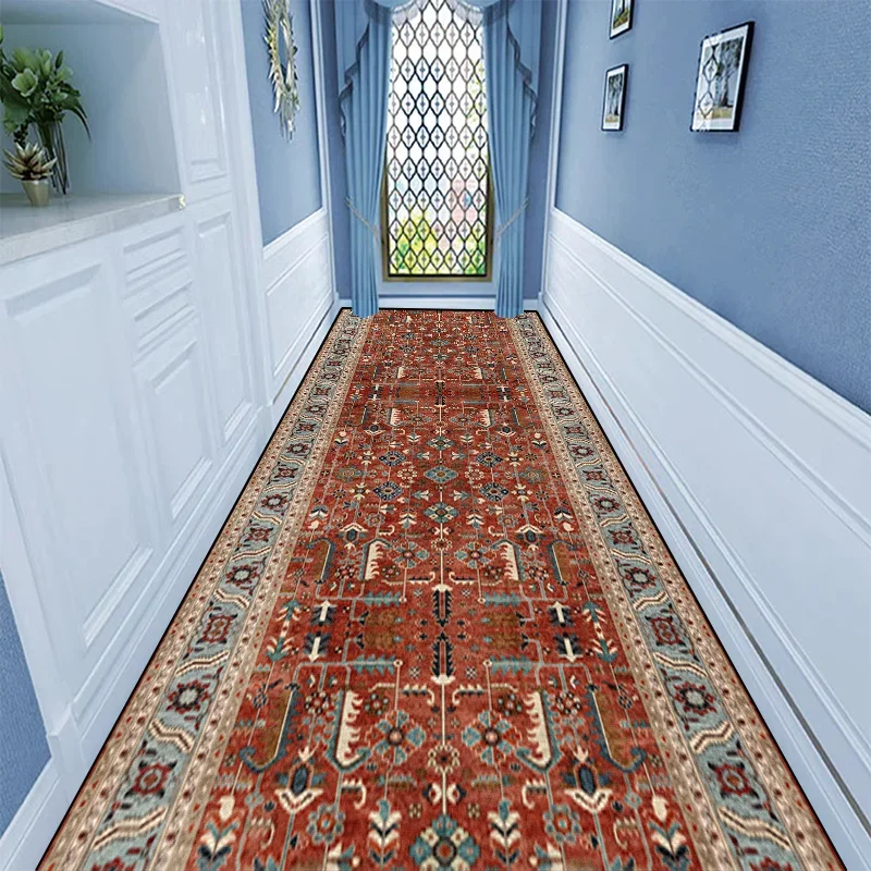 Luxury European Hall Corridor Carpet Non-slip Washable Runner Stairway Rug Outdoors Aisle The Long Corridor Mat Customizable