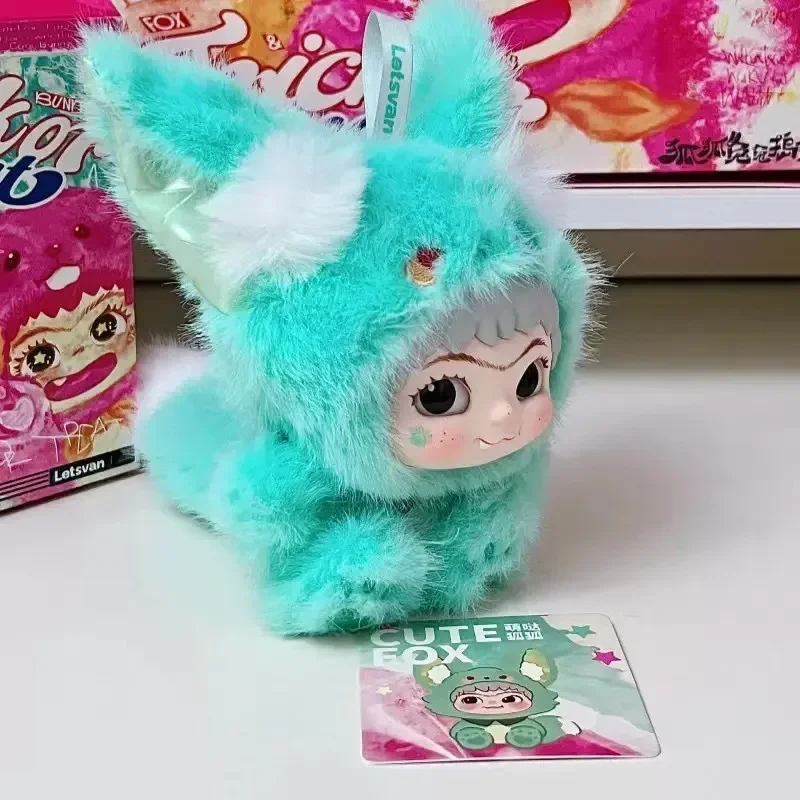 2.0 ラビット＆フォックスシリーズ WAKUKU トレンディで楽しいパーティー用ぬいぐるみ ブラインドボックス フェイスドール アニメフィギュア 可愛いバックパックペンダントキーホルダー
