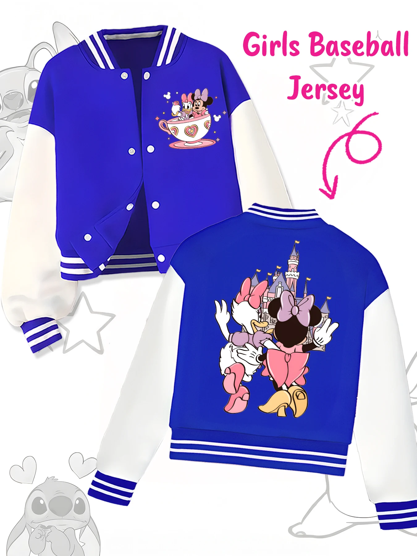 Модная бейсбольная куртка Disney, подходящая для повседневной спортивной и повседневной одежды, с принтом милого рисунка Минни, хороший подарок.