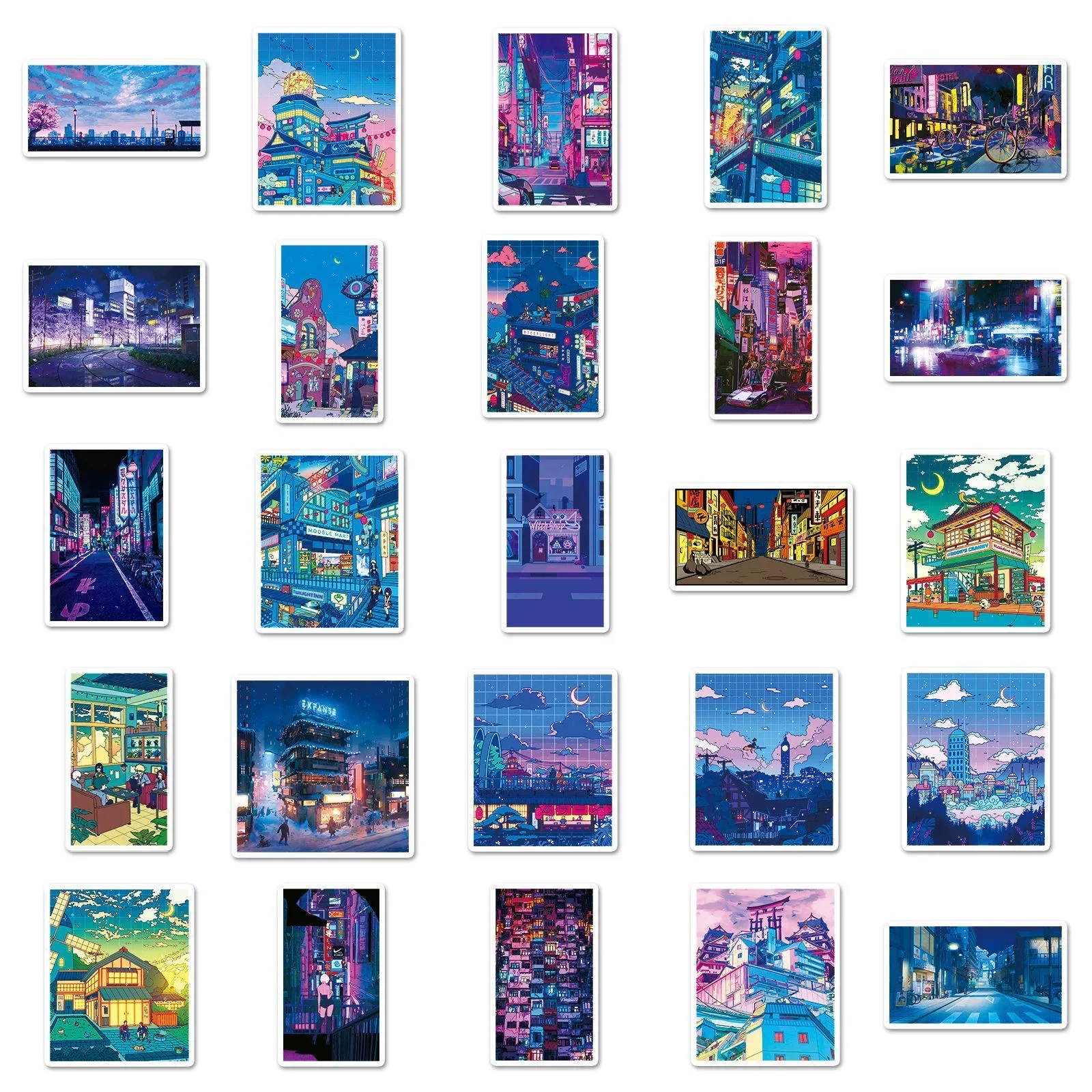 10/50pcs Japan Anime Cartoon Street View Landscape Stickers Aesthetic Decal Scrapbook Phone Laptop Waterproof Sticker Toy