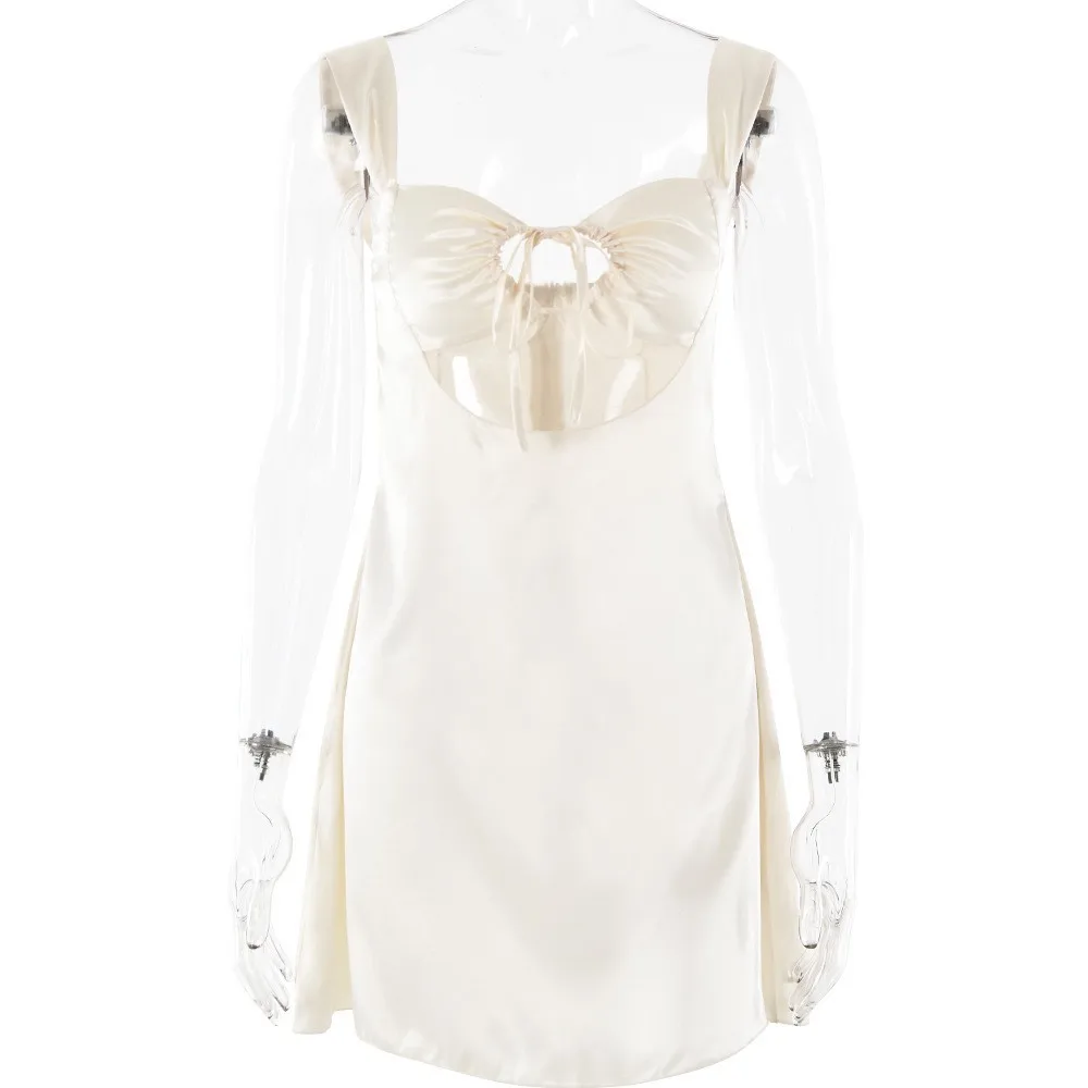 2025 Ins New Models, Satin Halter Suspender Dress, Sexy Spice Girl Slim Skirt Платье Женское Летнее Vestidos De Mujer