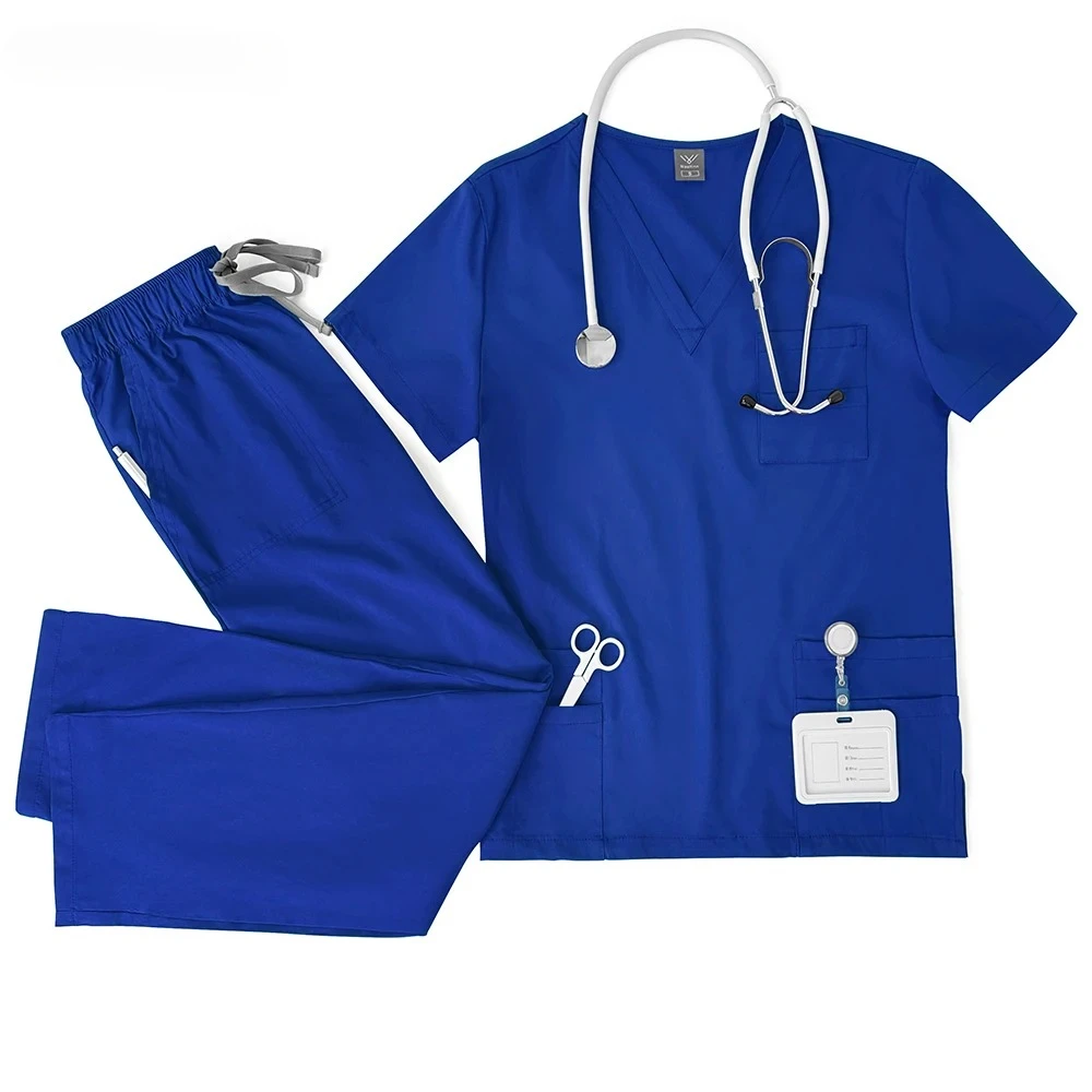 Unisex Medical Uniforms Men Women Nursing Clothes Lab Beauty Costume Nurse Scrubs Set Doctor Dentist Workwear Clinical Top Pants