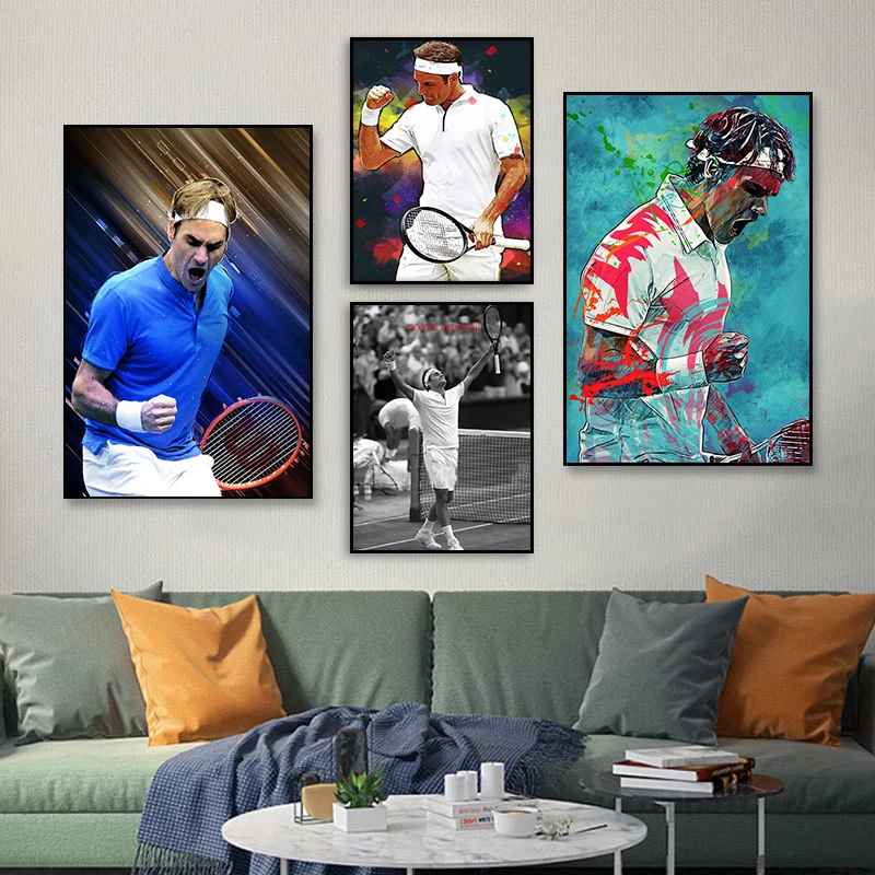 Carteles e impresiones de jugadores de tenis famosos, pintura en lienzo, arte de pared Pop deportivo, imagen para sala de estar, decoración del hogar