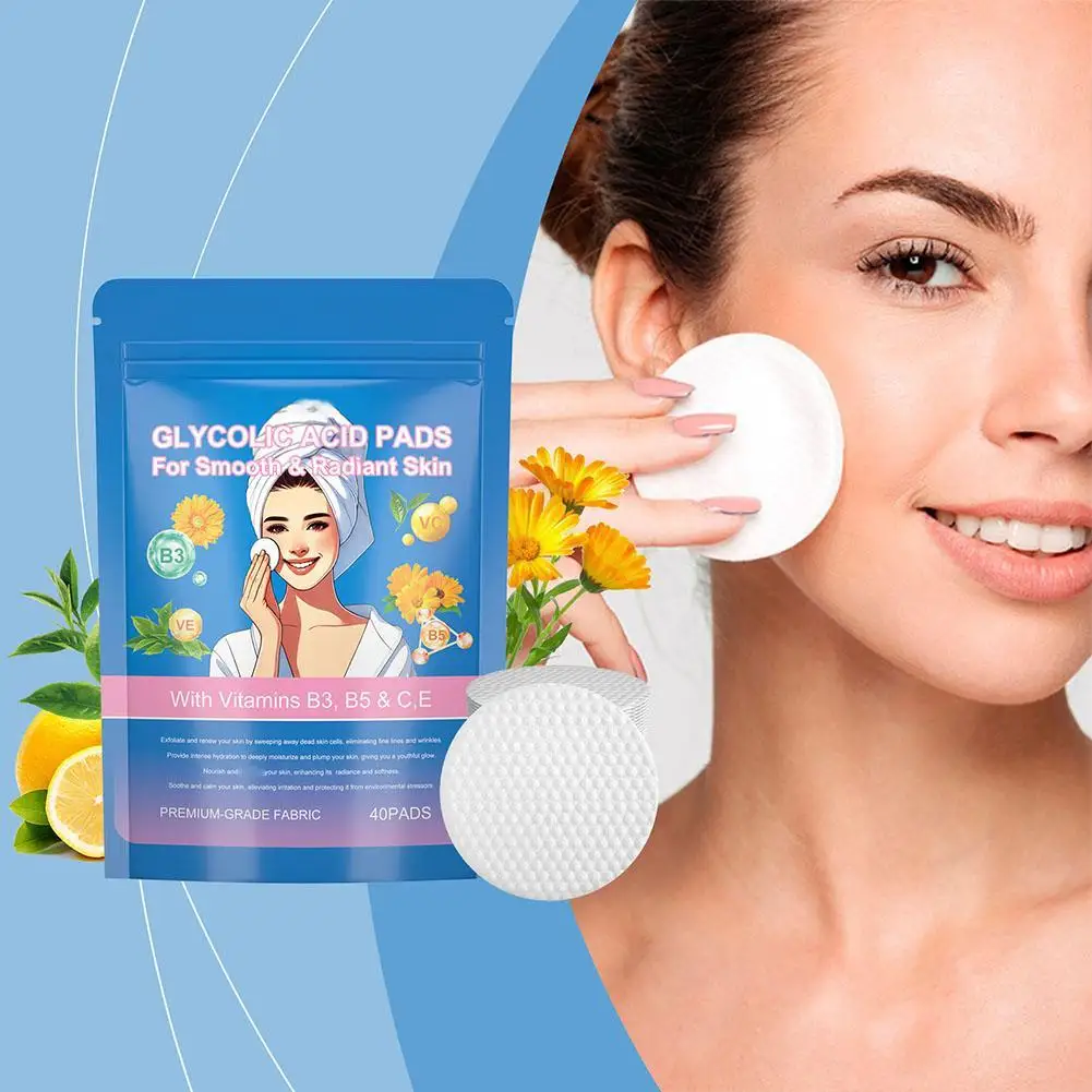 40pcs Ethanol Exfoliating Cleansing Pads Gentle Effective Facial Cleansing Fades Dark Spots Pad Bathroom Cleaning Wipes