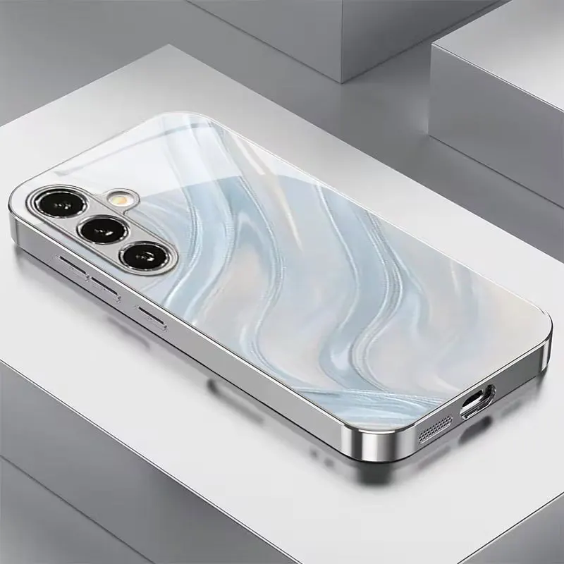 Light Blue Soft Wave Flow Pattern Design Business Phone Case for Samsung Galaxy S26/S25/S24/S23/S22/S21 and other models