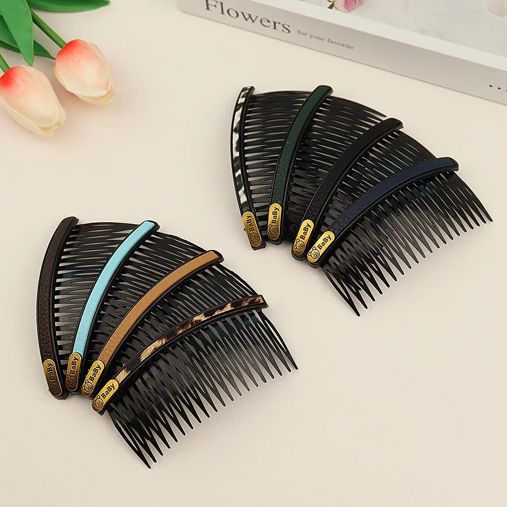 Women Side Bangs Hair Combs Hair Clips Simple Leather Back of The Head Hairpin Headwear Girls Hair Accessories